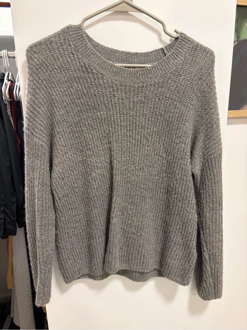 Madewell Heather Gray Ribbed Crewneck Sweater